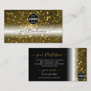 Lyx Svart Guld Glittrande Glitter Stjärnor Lägg ti Visitkort