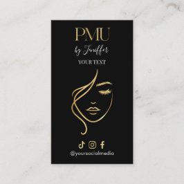 Lyx Svart & Guld PMU Bokningskort Tidsbeställning Kort