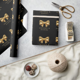 Lyx Svart och Guld Guld Båg Bröllop Presentpapper