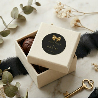 Lyx Svart och Guld  Guld Böjd Bröllop Runt Klistermärke