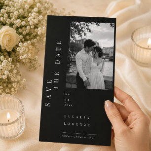 Lyx Svart Redaktionell Bröllop Save The Date. Spara Datumet