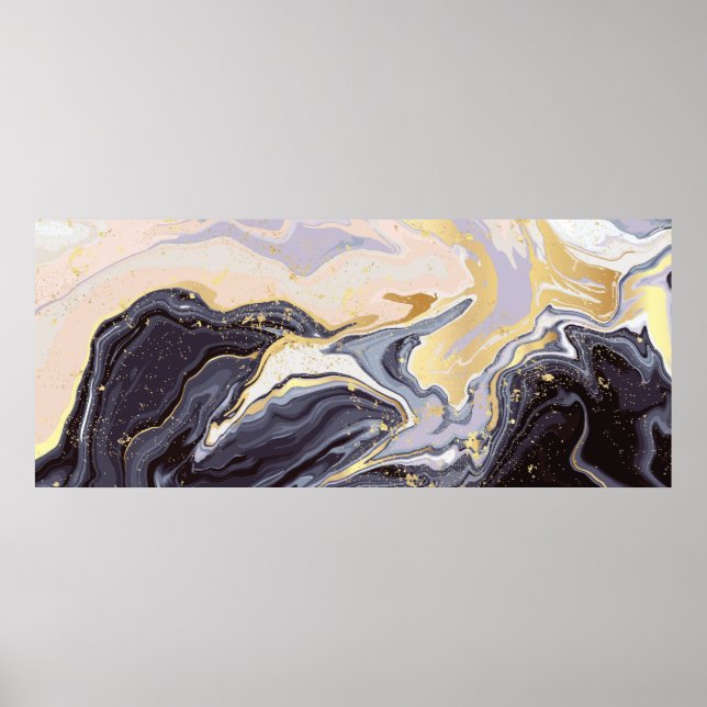 lyx tapet. Rosa och svart marmor och guld a Poster (Framsidan)