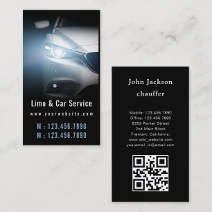 Lyx Transport Bil QR-kod Blå & Svart Visitkort