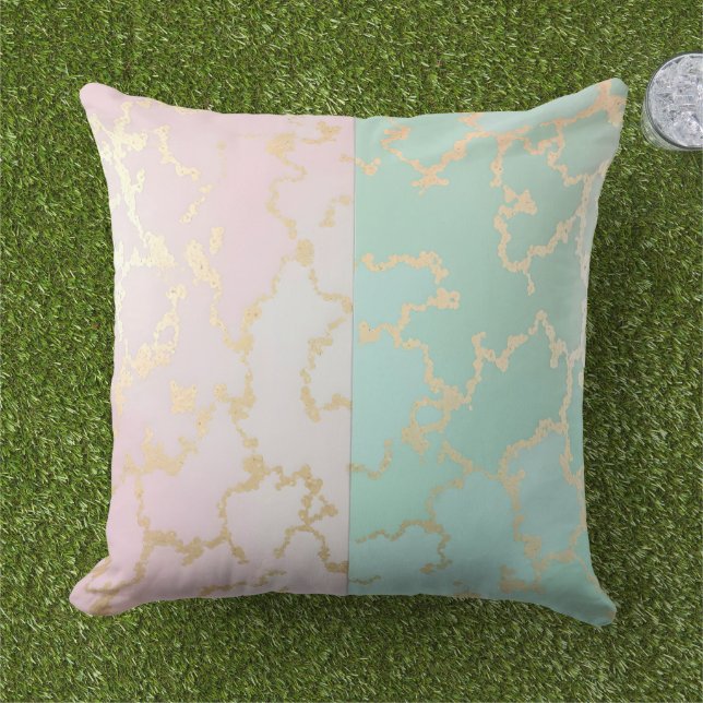 Lyx Trendig Rosa Mint Guld Kollektion Kudde (Gräs)