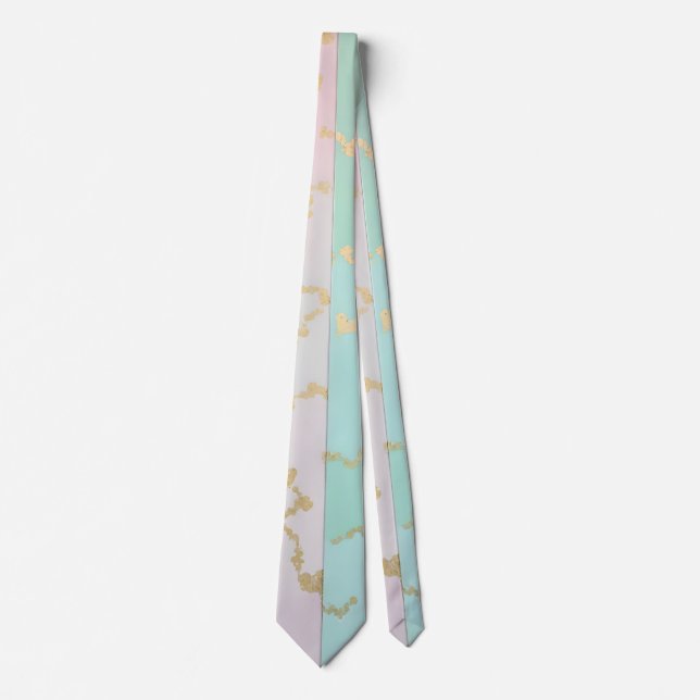 Lyx Trendig Rosa Mint Guld Kollektion Slips (Framsida)
