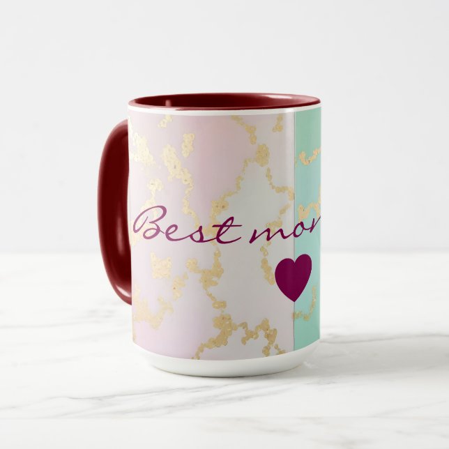 Lyx Trendig Rosa Mjuk Mint Guld Kollektion Mugg (Framsida vänster)