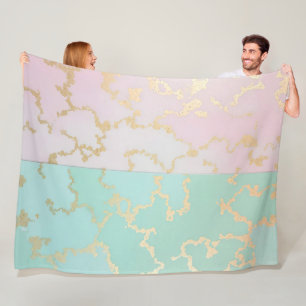Lyx Trendy Rosabruks Mjuk Mint Guld Kollektion Fleecefilt
