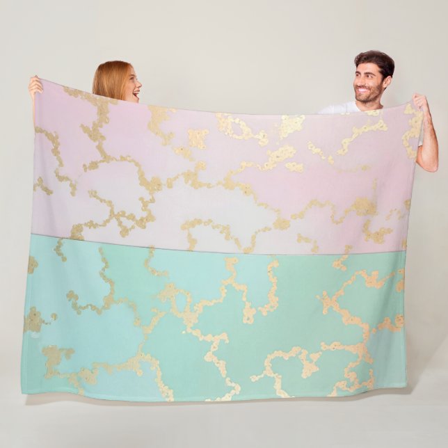 Lyx Trendy Rosabruks Mjuk Mint Guld Kollektion Fleecefilt (På plats)