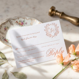 Lyx Vintage Blommig Vapen Monogram Bröllop
