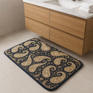 Lyx Vintage Guld Ornamenterad Paisley Persia Arv Badrumsmatta
