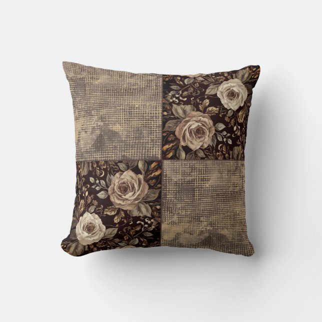 Lyx, Vintage, Vackra rosor blommar Kudde (Framsida)