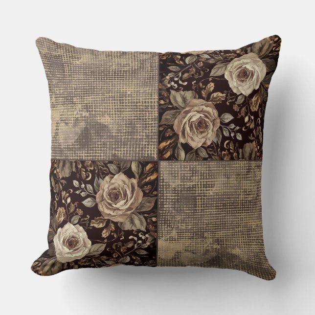 Lyx, Vintage, Vackra rosor blommar Kudde (Framsida)