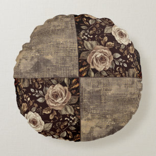 Lyx, Vintage, Vackra Rosor Blommar Rund Kudde