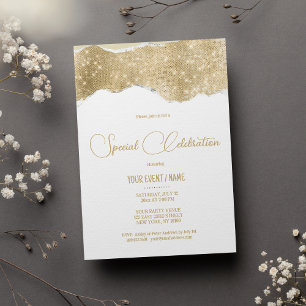 Lyx vit guld silver glitter Speciell händelse Inbjudningar