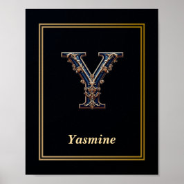 Lyxbarock Bokstav Y Monogram Affisch