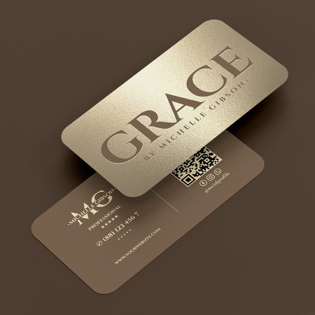 Lyxbegravningsentreprenör Brun Falskt Guld Visitkort (Luxury Funeral Mortician Brown Faux Gold Business Card
)