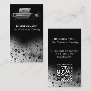 Lyxbil Tvättar Städning QR-kod svart på automatisk Visitkort
