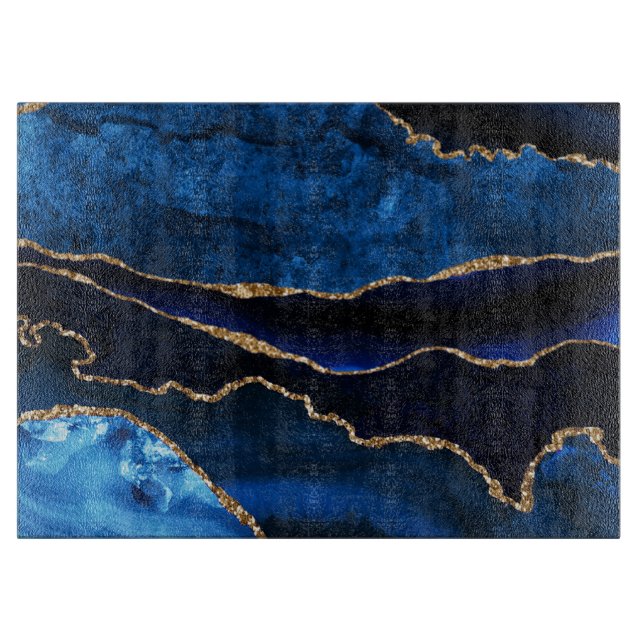 Lyxblått och Guld Glitter Agate (Framsidan)