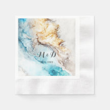 Lyxblått och Guld Marble Bröllop