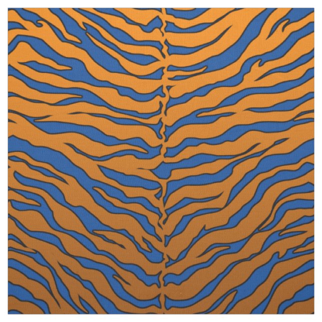 lyxblått och orange djur Tiger-tryck Tyg (Prov)