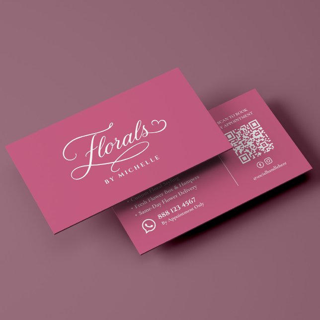 Lyxblomsterdesigner blomsterhandlare Rosa Visitkort (Luxury Floral Designer Florist Pink Business Card
)