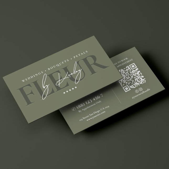Lyxblomsterdesigner Sage Florist Visitkort (Luxury Floral Designer Sage Florist Business Card
)