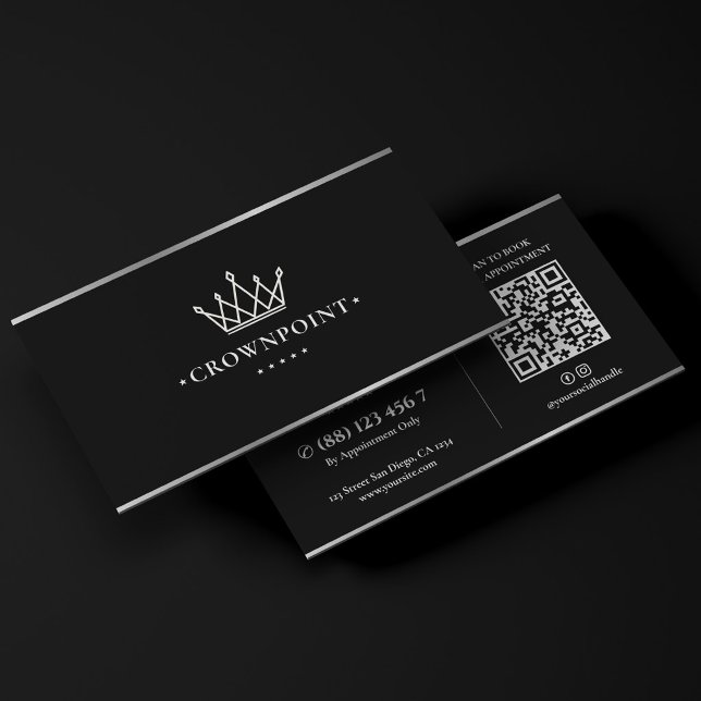 Lyxbyggare Generalentreprenör Silver Crown Visitkort (Luxury Builder General Contractor Silver Crown Business Card
)