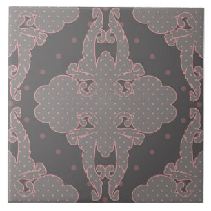 Lyxdesign, blommönster, grått, dammig rosa kakelplatta