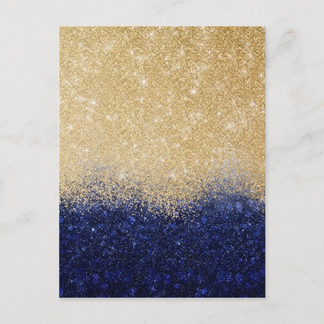 Lyxdesign för guld och blå Glitter Helg Vykort (Framsida)