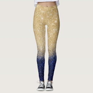 Lyxdesign för guld och blå Glitter Leggings
