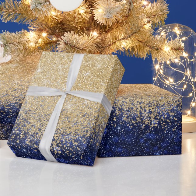 Lyxdesign för guld och blå Glitter Presentpapper (Helgdagar)