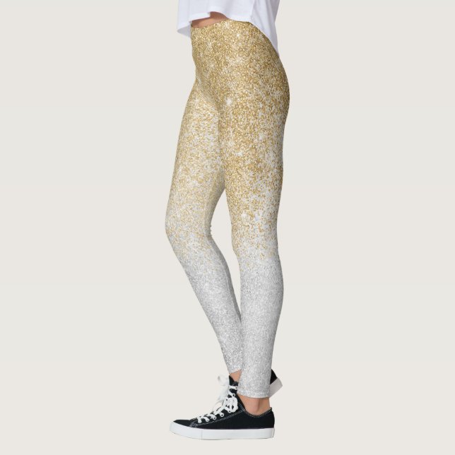 Lyxdesign för guld och Silver Glitter Leggings (Vänster)