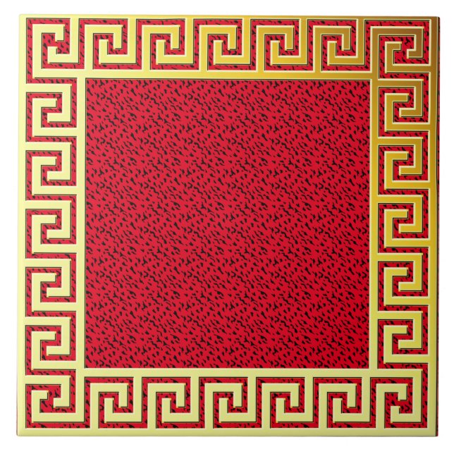 Lyxdesign Grårött nyckel och guld klassisk Kakelplatta (Framsidan)