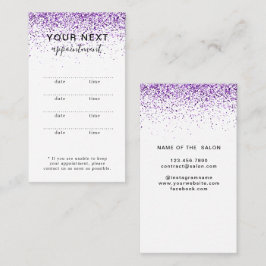 Lyxdroppar glitter lila Salon-avtalskort Tidsbeställning Kort
