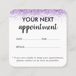 Lyxdroppar glitter lila Salon-avtalskort Tidsbeställning Kort