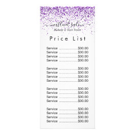 Lyxdroppar glitter lila Salon Rack Card Reklamkort