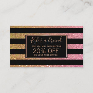 Lyxet Guld Rosa Glitter Rand - Referenskort Rabattkort