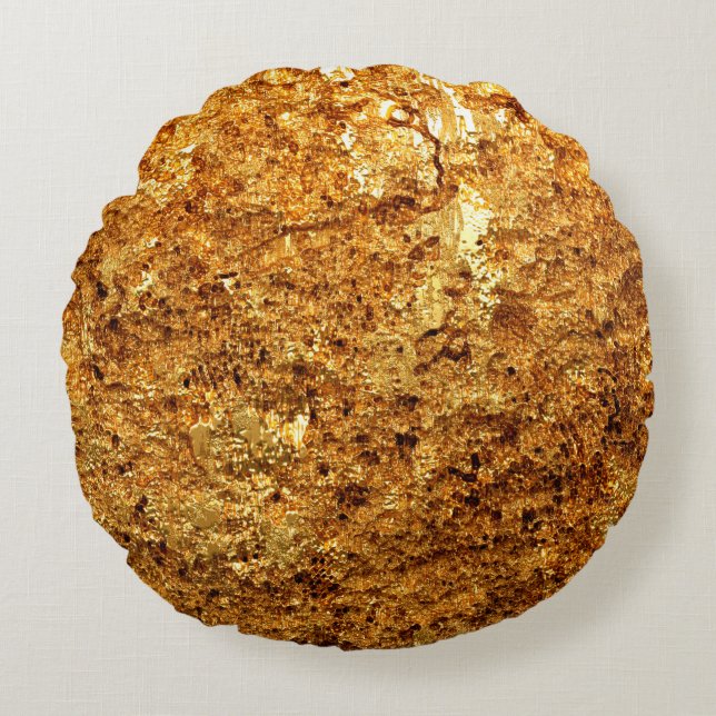 Lyxet guld struktur. rund kudde (Framsidan)