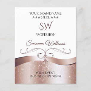 Lyxet Vågigt Ro Guld-dekretet Vita Monogram Flyer