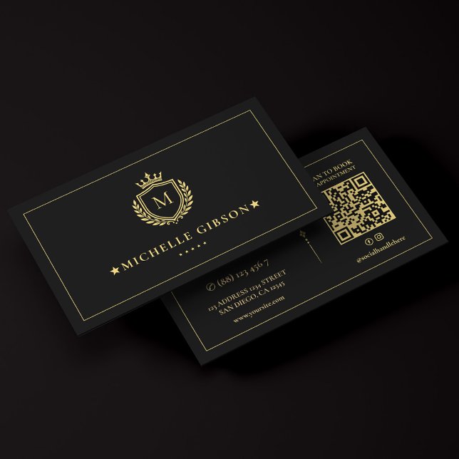 Lyxfastigheter Monogram Kröningsram Visitkort (Luxury Real Estate Monogram Crest Crown Frame Business Card
)
