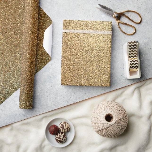 lyxglamorös gnistra guld glitter presentpapper (Hantverk)
