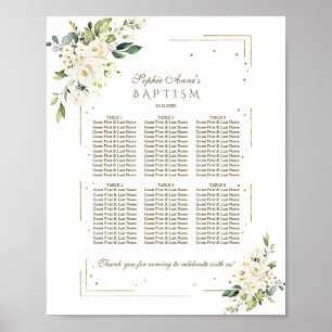 Lyxguyvitblommor Guld Baptism Sittdiagram för säte Poster