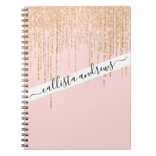 lyxid Rosa Guld Sparkly Glitter Fringe Anteckningsbok