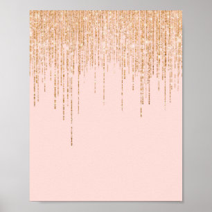 lyxid Rosa Guld Sparkly Glitter Fringe Poster
