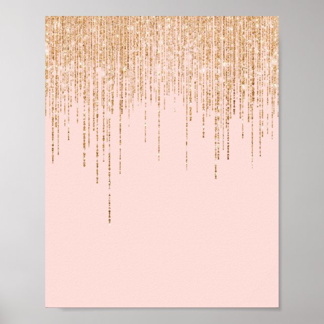  lyxid Rosa Guld Sparkly Glitter Fringe Poster (Framsidan)