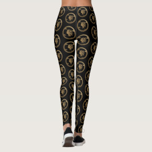 Lyxig 3D förgylld biofil kvinnlig emblem Leggings