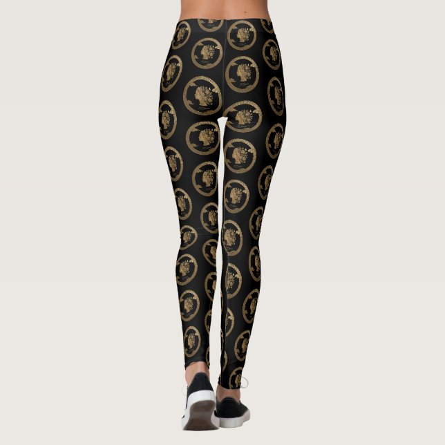 Lyxig 3D förgylld biofil kvinnlig emblem Leggings (Baksida)