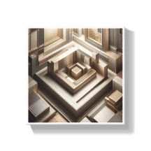 Lyxig 3D Geometrisk Labyrint - Modern Guld & Grå B