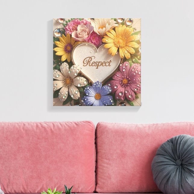 Lyxig 3D- gratulationskort med blomsterdesign Canvastryck (Insitu (Vardagsrum))