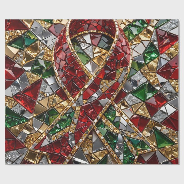 Lyxig 3D julmosaik rullpresentpapper Presentpapper (Platt)
